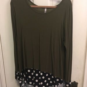 Olive & polka dot cotton tunic